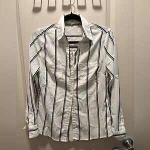 Black and White Striped Collar Shirt